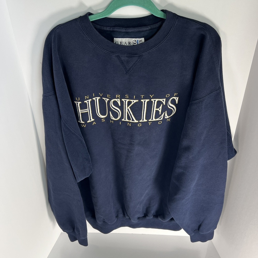 VTG University of Washington Huskies Gear For Sports Mens XXL Navy Blue Crewneck